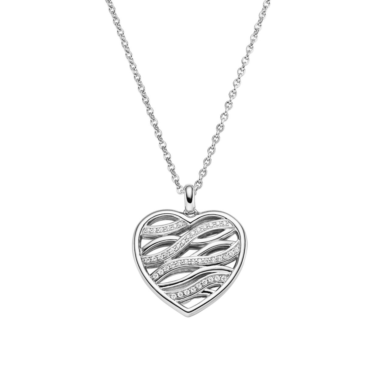 Zilveren Viventy collier met zirkonia. Combineer dit leuke hart met een bijpassende ring of oorsieraden.