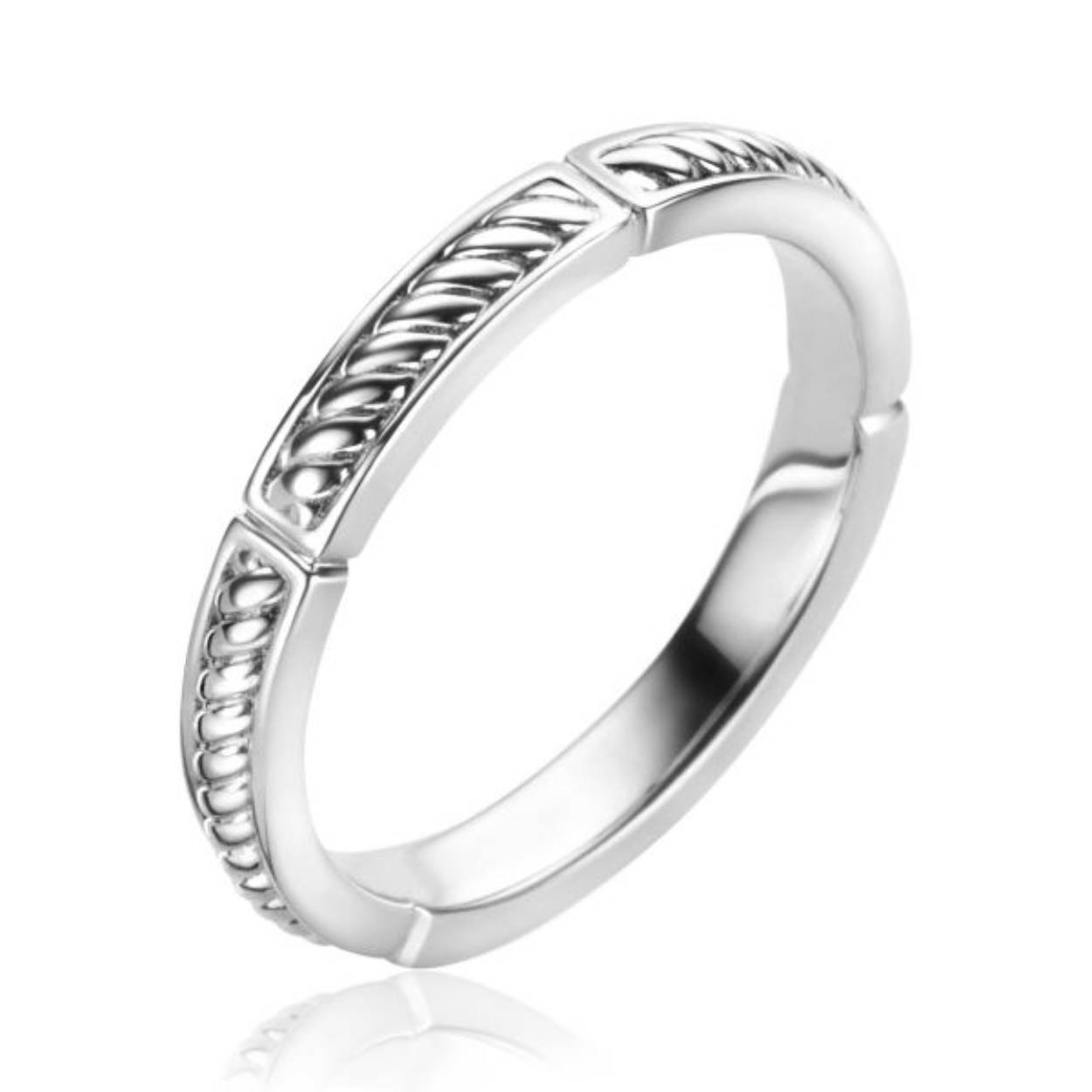 ZINZI aanschuifring zilver met stoere gedraaide bewerking (3mm breed) ZIR2395