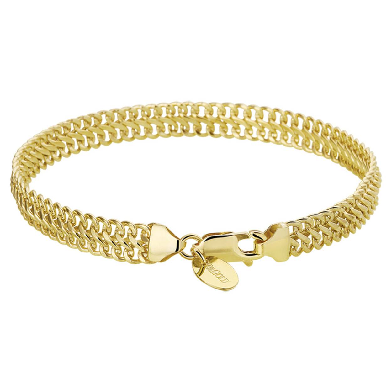 14K Geelgouden armband met dubbele gourmet schakel. 20cm