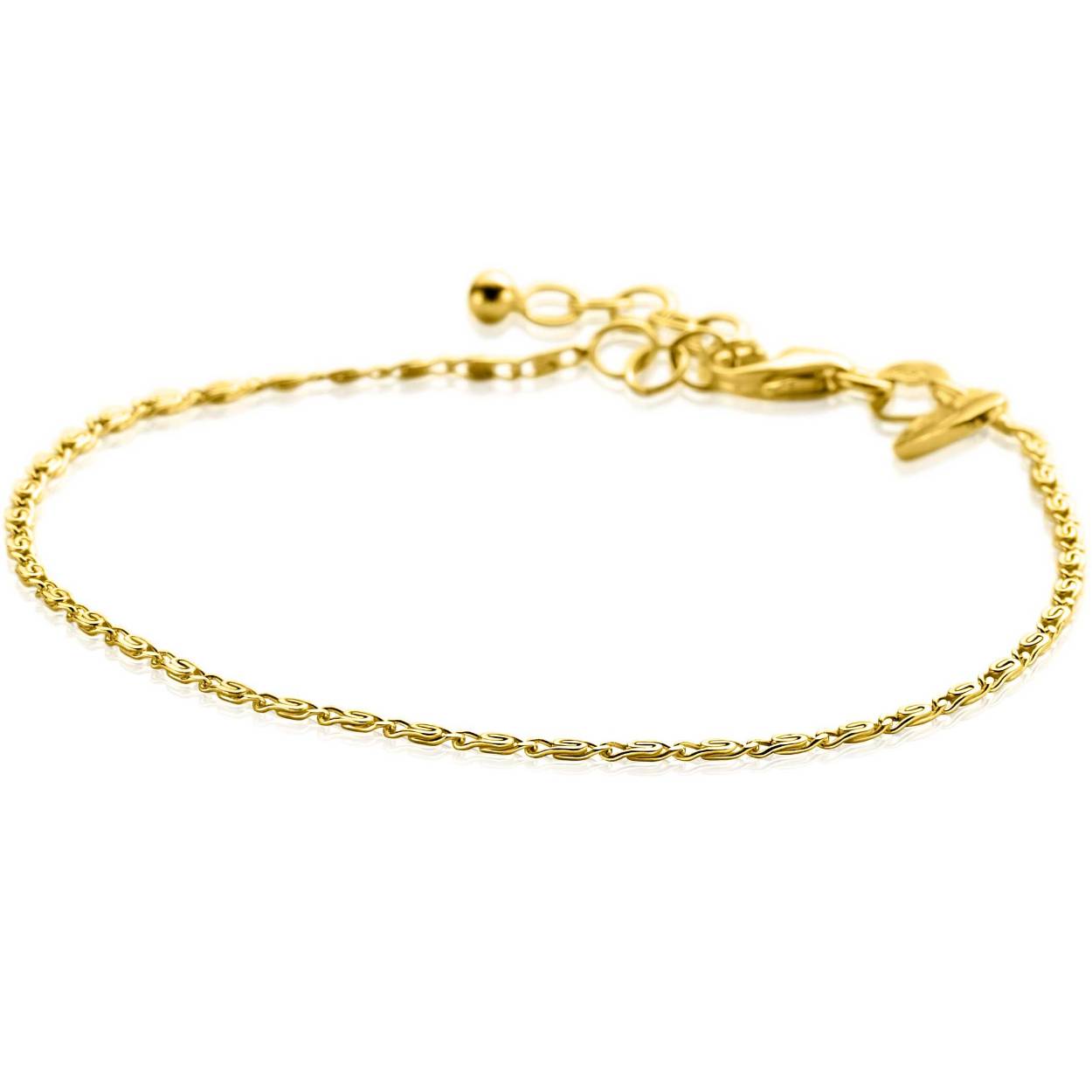 ZINZI gold plated zilveren scroll schakel armband waarbij de schakels een dubbele krul/kronkeling maken. De schakels zijn 1,6mm breed. De lengte van de armband is te variëren tussen 17 en 20cm. De armband is vervaardigd van eerste gehalte zilver (925) en extra geelverguld.