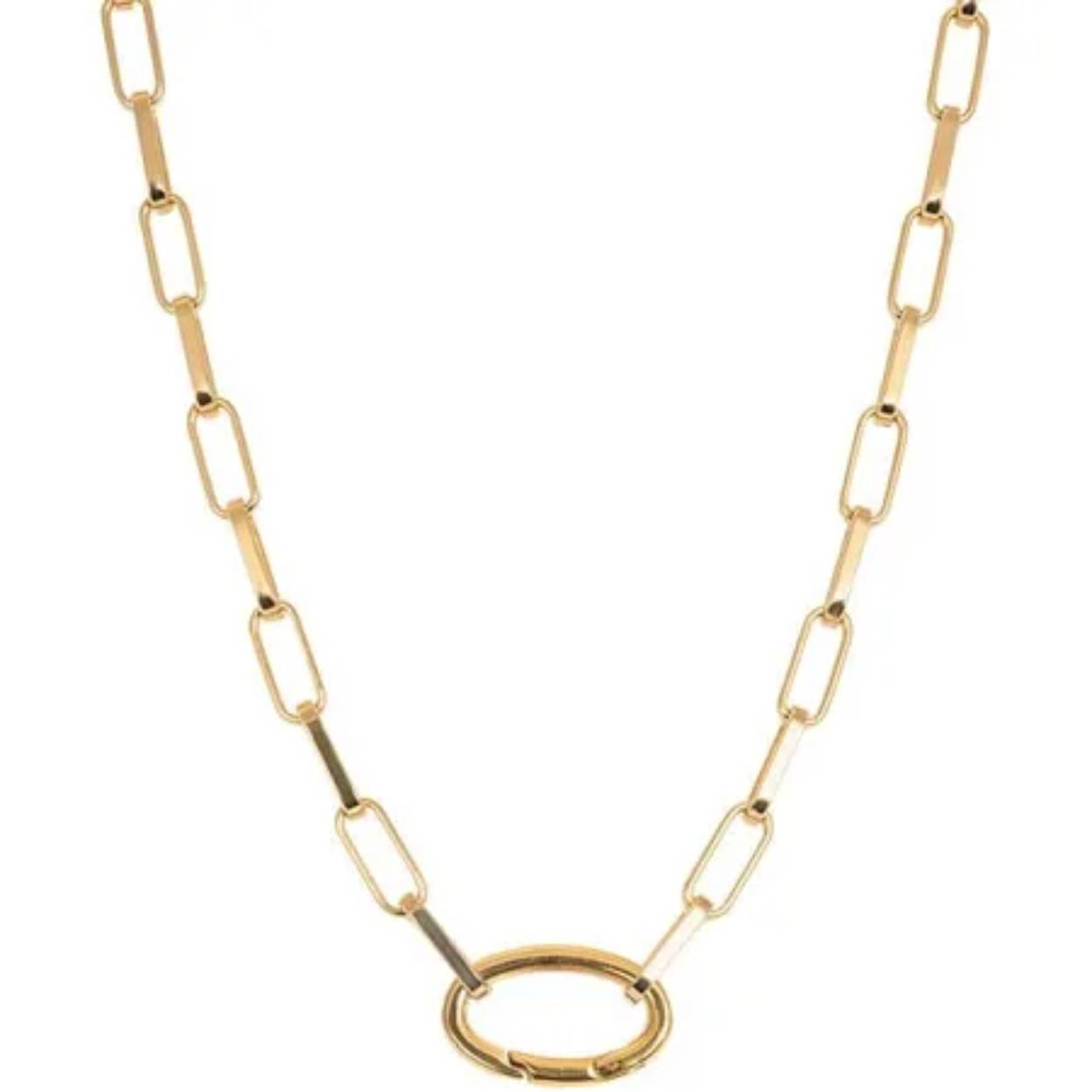 iXXXi ketting square chain met rechte schakels en een open te klikken oog om hangers aan te hangen.

Lengte: 45 + 5 = 50 cm