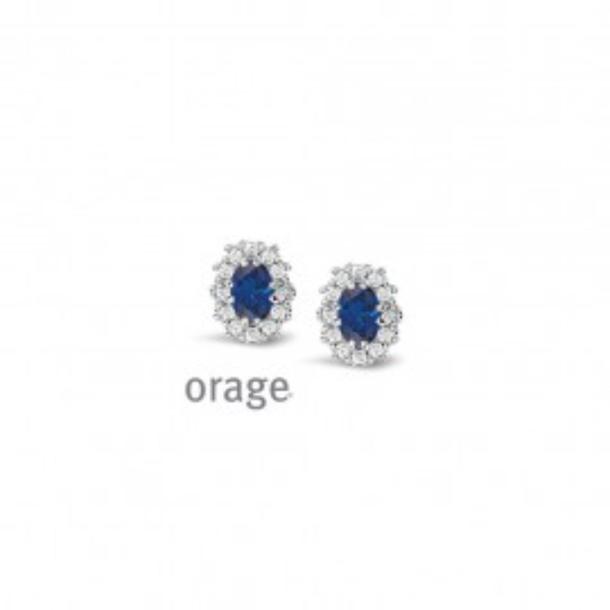 Oorsteker zilver met zirkonium en blauwe safier ovaal model