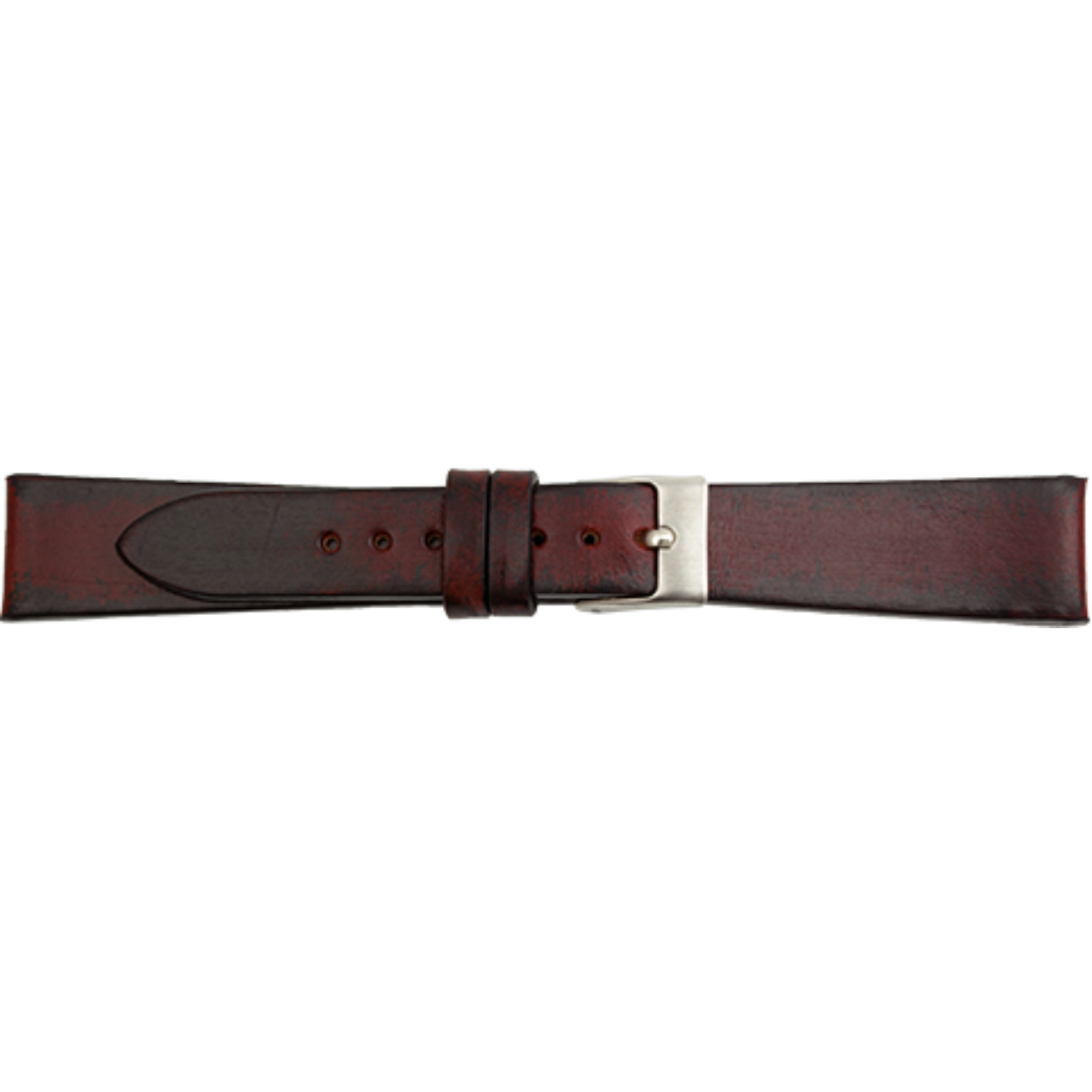 Horlogeband leder 20mm roodbruin zwart