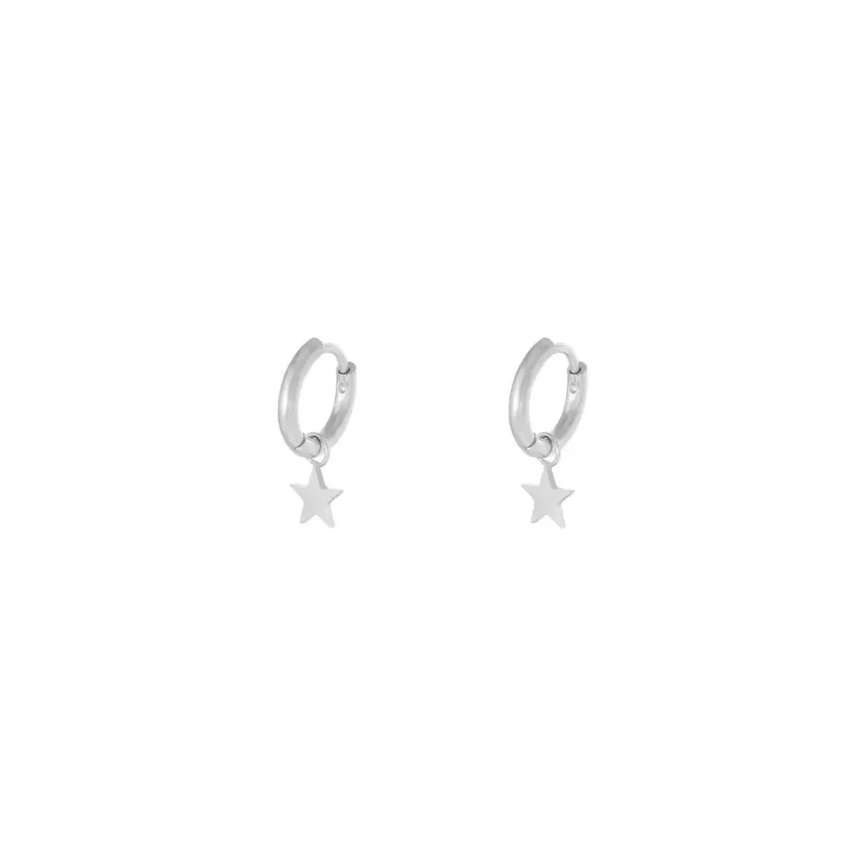 Earrings Star Silver Color Stainless Steel
