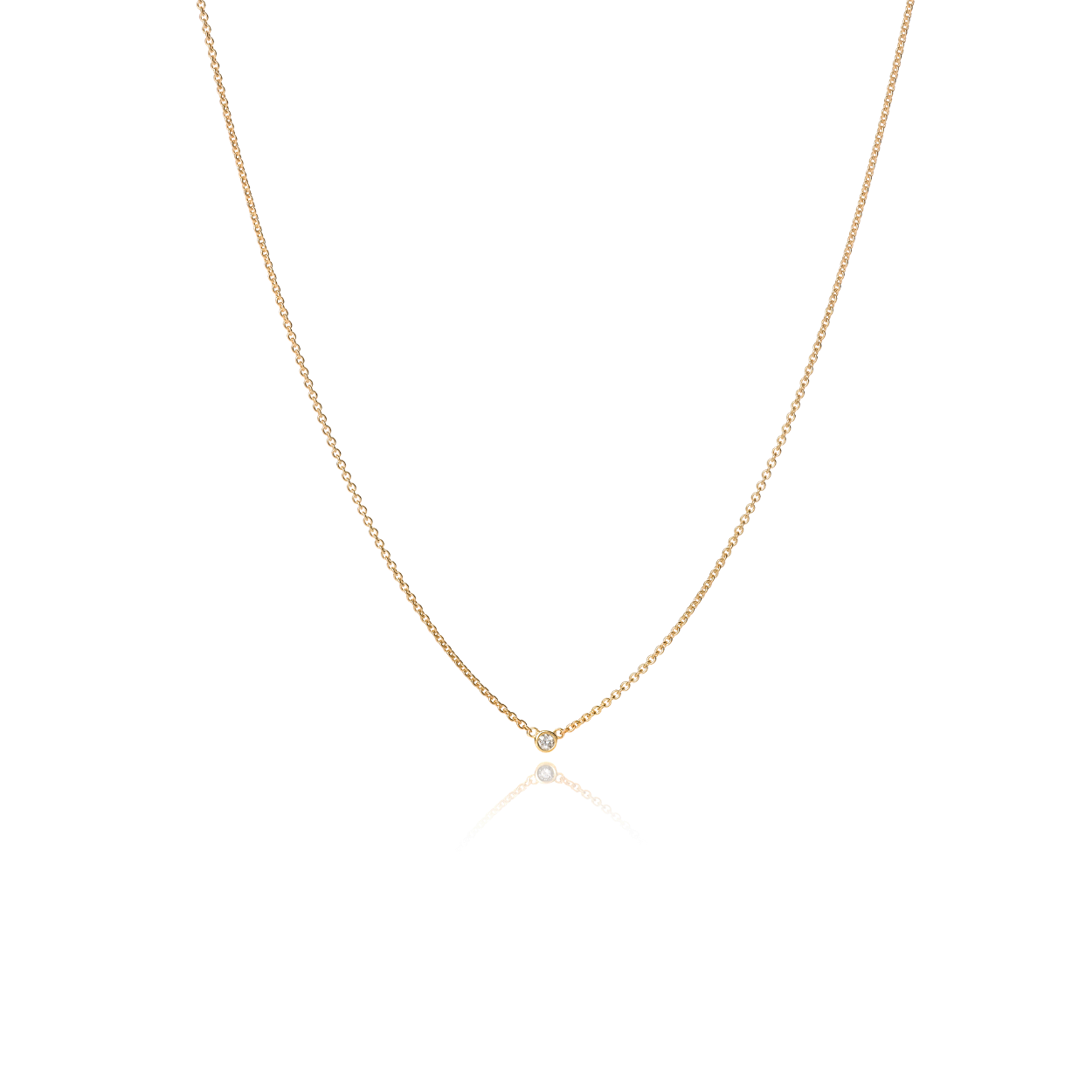 Collier Button 14kts goud met briljant 0,03crt pikee/wesselton