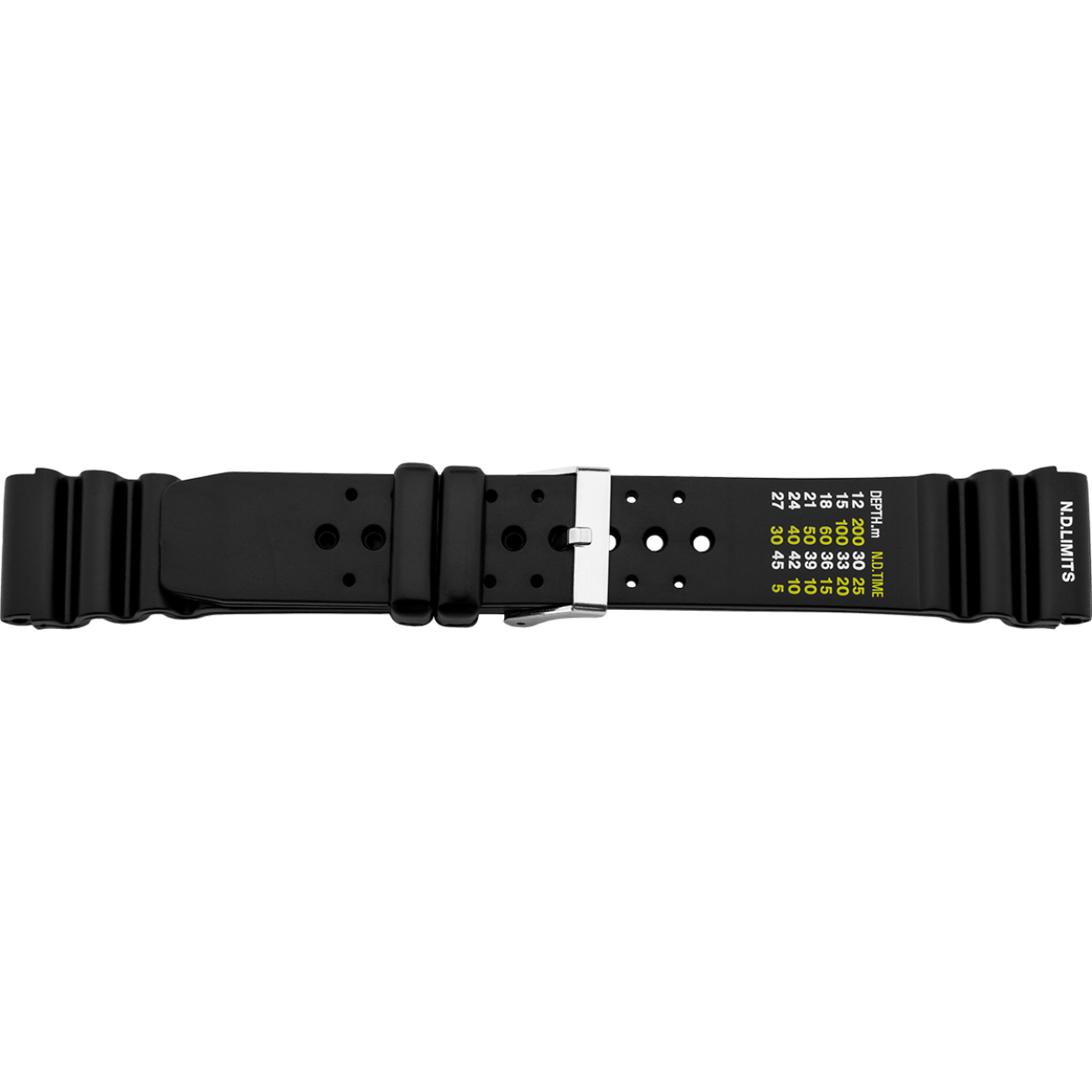 Horlogeband zwart pvc 22mm duiker