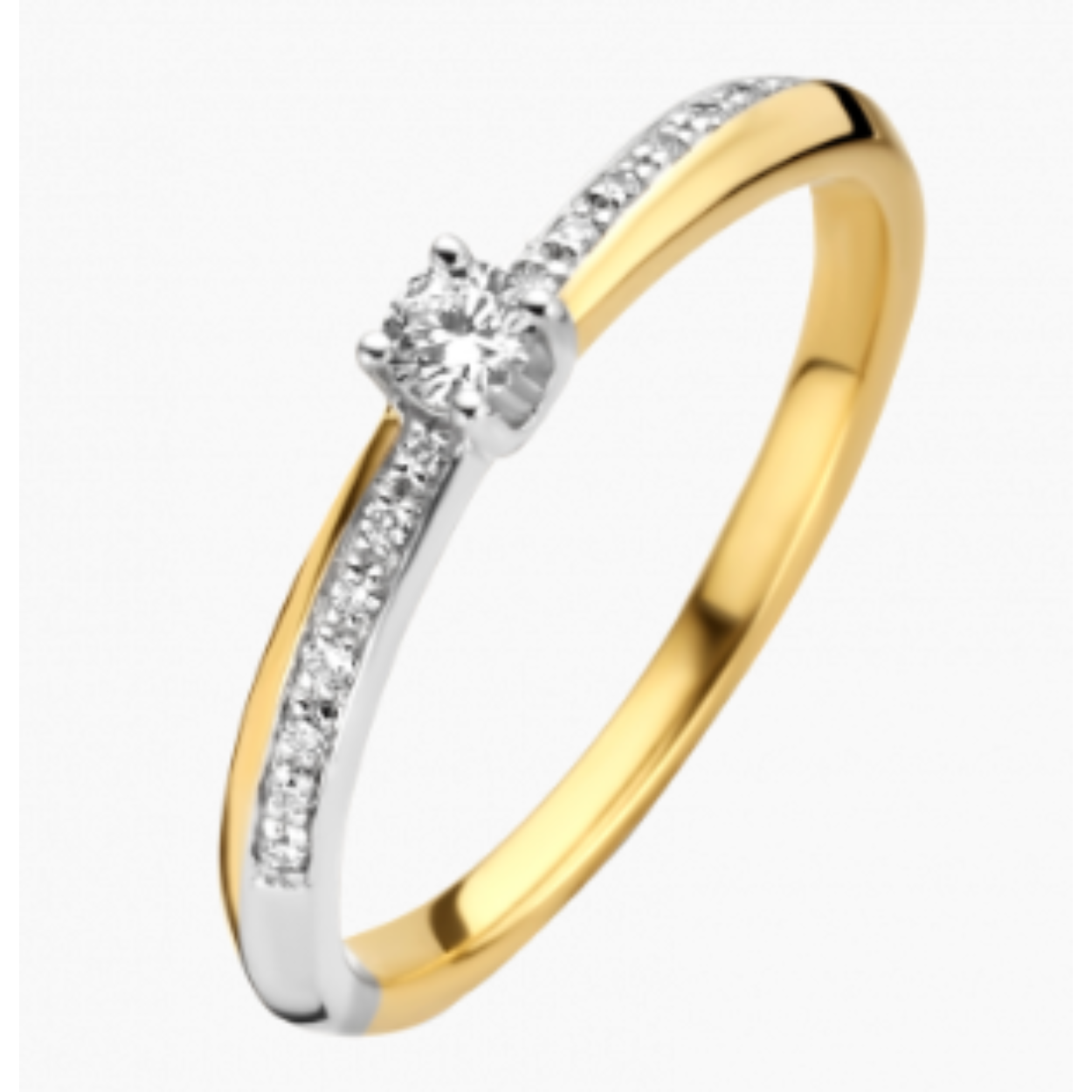 Gouden ring briljant aanschuifring 5x briljant 0.05ct H/Si