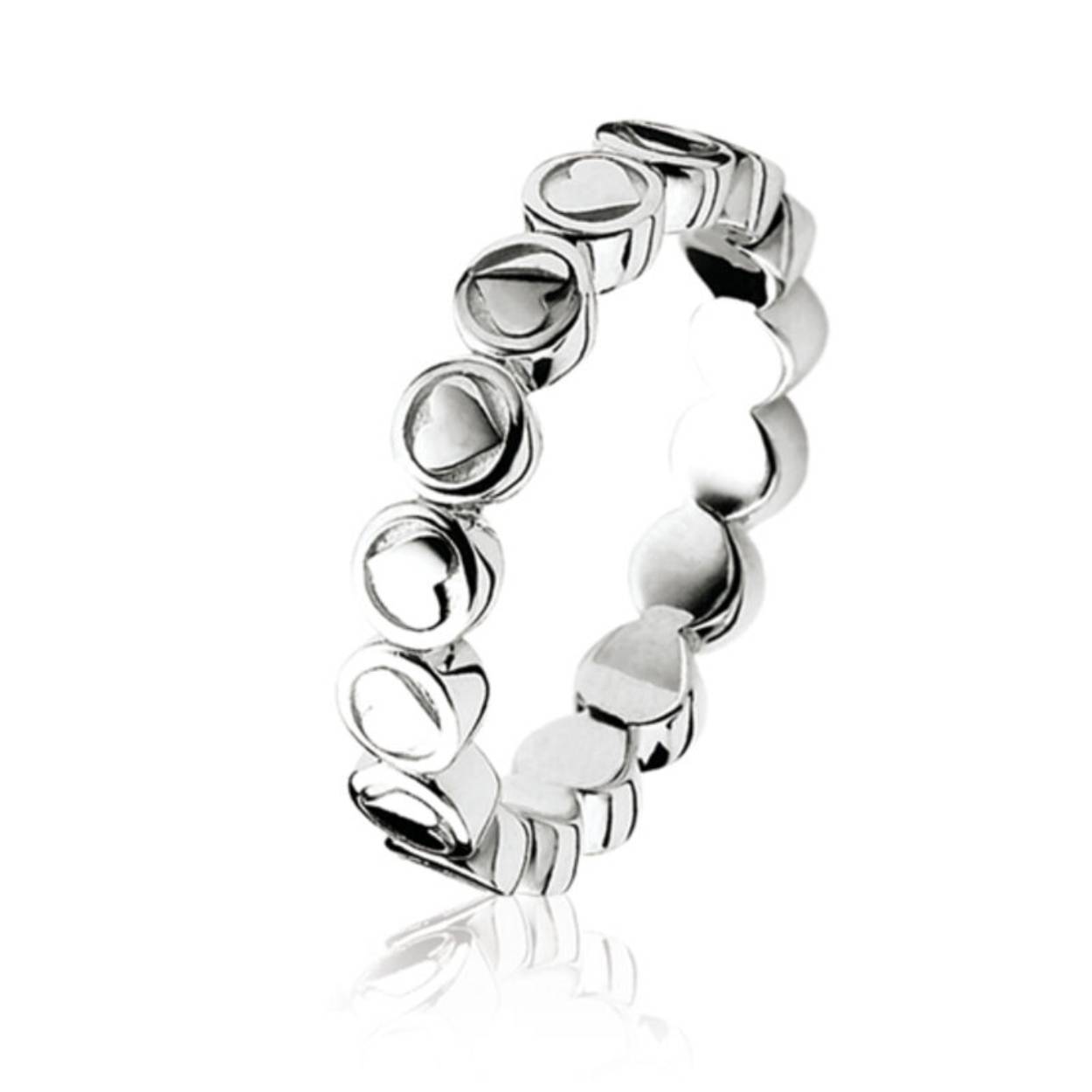 Zinzi zilveren ring stapelbaar harten rondom mt60 LOVER7