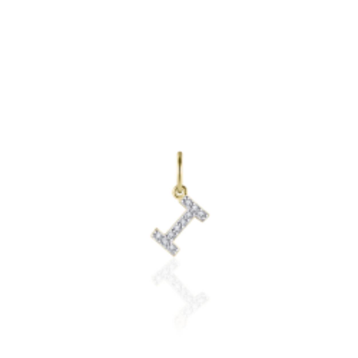 letter I | zilver goldplated | zirkonia's