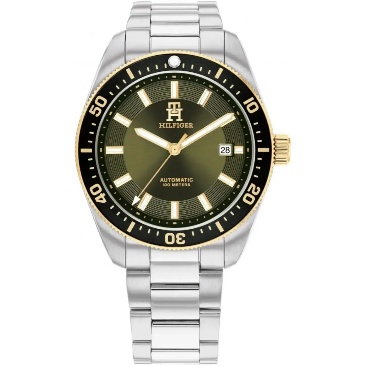 Tommy Hilfiger TH1792155 Horloge Heren Staal Zilverkleurig Automaat 40mm
Dit specifieke horloge van Tommy Hilfiger uit de TH85 serie met artikelnr: TH1792155 is een luxe herenhorloge die niet in je collectie mag ontbreken. Het stalen herenhorloge heeft een ronde zilverkleurige kast met een zwarte bezel en een groene wijzerplaat met lumibrite strepen, goudkleurige wijzers als uursaanduiding en een datum. Het uurwerk is automatisch en laadt op door de beweging van de pols. De zilverkleurige schakelband is op lengte verstelbaar en heeft een vouwsluiting. Door een glas aan de achterkant van het horloge is het uurwerk zichtbaar. Het horloge heeft een mineraalglas, een doorsnee van 40mm en is 10ATM.  

Het merk:
Sinds de lancering van het merk in 1985 is Tommy Hilfiger wereldwijd bekend geworden als pionier van de klassieke Amerikaanse coole stijl. Geïnspireerd door de iconische popcultuur en het Amerikaanse erfgoed. De dames en herencollectie van dit seizoen bestaan uit minimalistische silhouetten en rustieke lederen details. De herenhorlogecollectie biedt iconische uurwerken met roestvrijstalen, lederen en siliconen banden.

Specificaties:
- Mineraalglas
- Ronde kast 40mm
- Zilverkleurige horlogekast met gekleurde bezel
- Groene wijzerplaat met datum
- Zilverkleurige schakelband 
- 10ATM