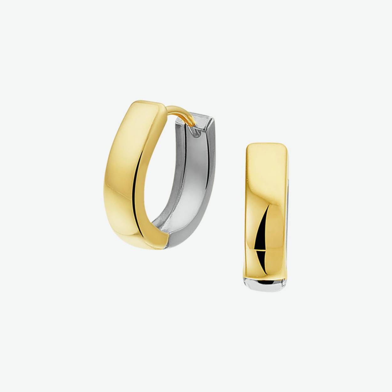 klapcreool met scharnier in 14k geel en wit goud