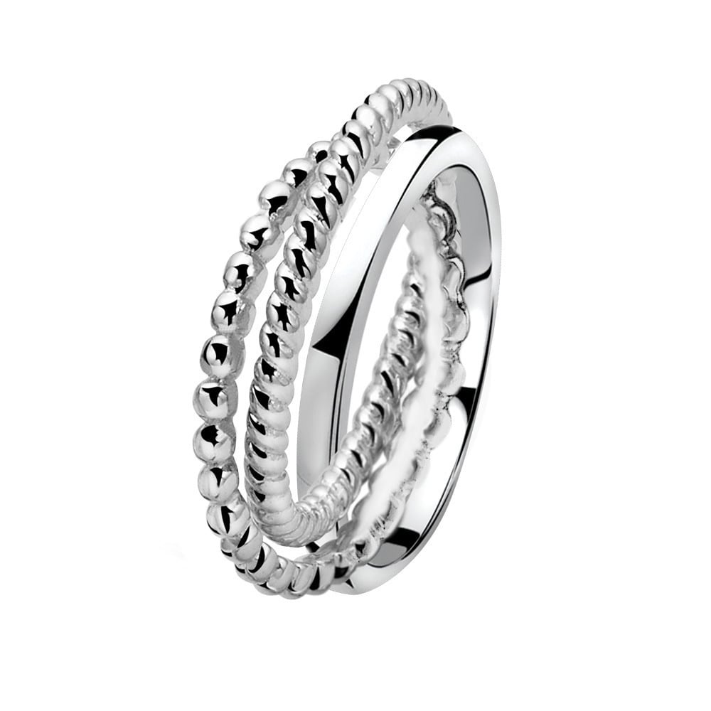 ZINZI zilveren 3 in 1 ring. De drie ringen geven de gehele ring een fashion look. Deze ring heeft een dubbele functie want kan ook mooi staan als hanger aan een van de schitterende Zinzi colliers. (Prijs exclusief collier)