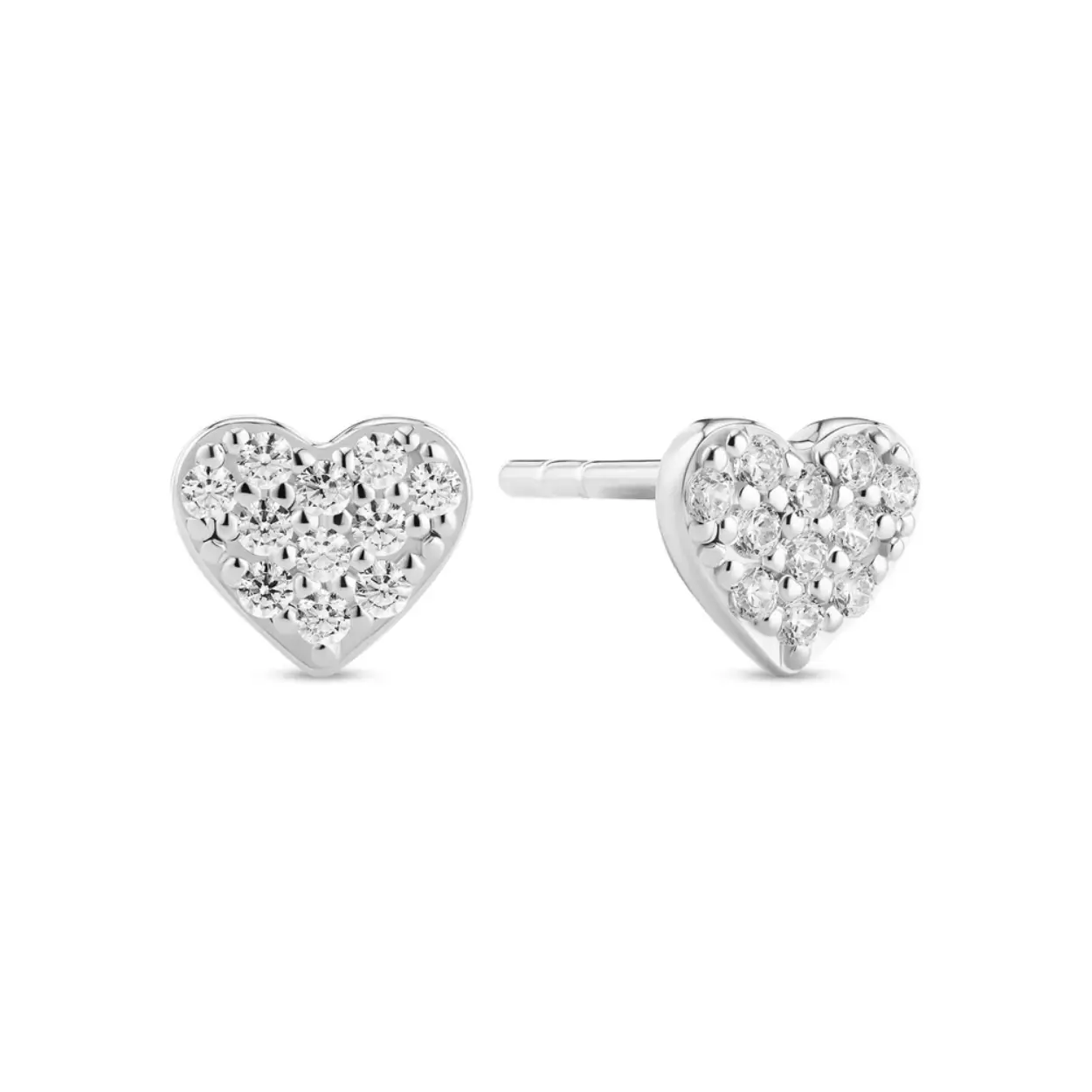 EARRINGS CUORE RHODIUM PLATED, WITH WHITE ZIRCONIA.