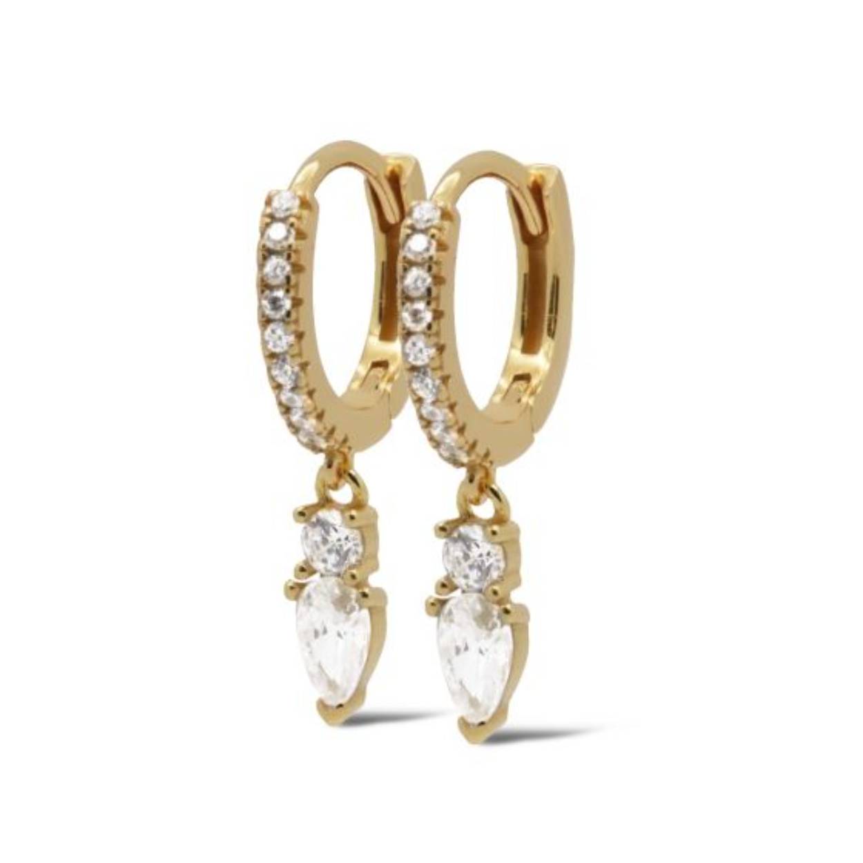 Hinged Hoops Zirconia LIBA Drop Goldplated