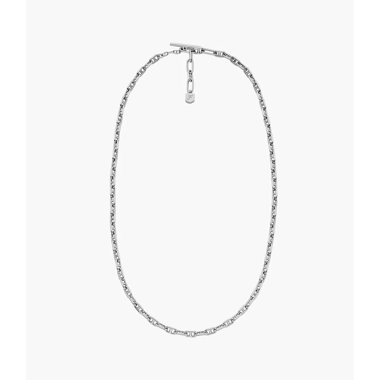 Een opvallend en tijdloos ontwerp, dit is de definitie van onze Fossil Heritage sieradencollectie, en deze items zijn geen uitzondering. Deze slanke en opvallende roestvrijstalen ankerschakelketting met kapittelsluiting is vervaardigd in ons kenmerkende D-link-ontwerp en kan worden dragen als een statement item of in laagjes met je favoriete kettingen.