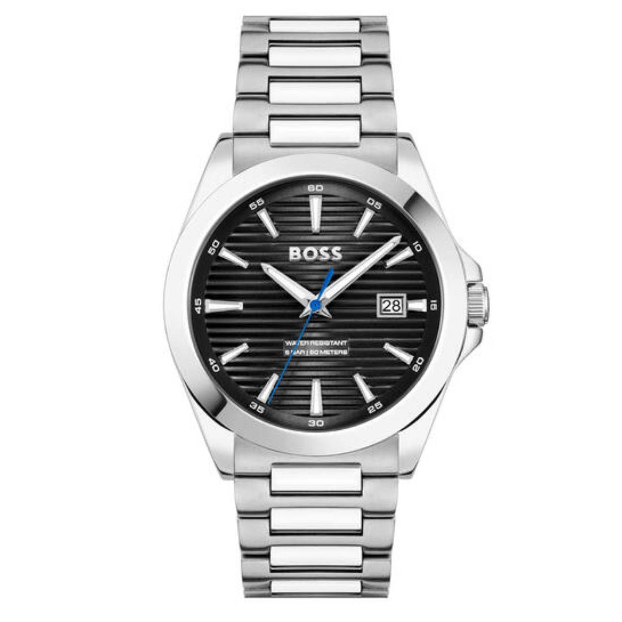 BOSS HB1514170 STRIKE Herenhorloge 41mm 
Dit BOSS horloge uit de STRIKE serie met artikelnr: HB1514170 heeft een luxe sportieve uitstraling. Zeer geschikt voor de moderne stijlvolle man van nu. Het herenhorloge valt op door zijn stalen horlogekast met een gladde bezel en een zwarte gelijnde sunray wijzerplaat met een datum. Opvallend zijn de wijzers en uurstrepen die met lumibrite zijn ingelegd. Aan de kast zit een stalen mat glanzende schakelband met een vouwsluiting. Het horloge heeft een doorsnee van 41mm met een mineraalglas en is 5ATM. 

HET MERK:
HUGO BOSS is afgestemd op levensstijlen waar het gaat om kwaliteit en precisie. Het wereldwijde fashionlabel is verdeeld in twee merken: BOSS en HUGO. Het merk BOSS biedt geavanceerde, moderne horloges gericht op kwaliteit en design om een onberispelijke look te creëren – of het nu zakelijk, casual of sportief is. De horloge collectie van BOSS is perfect afgestemd op levensstijlen waar het gaat om kwaliteit en precisie. BOSS is op maat gemaakt in een onberispelijke stijl.

Blijf stijlvol bij de tijd. Voor de BOSS-vrouw is stijl het handelsmerk en draait alles om
details. Breng uw look naar een hoger niveau met onze nieuwe en kenmerkende horlogecollectie.

SPECIFICATIES:
- Mineraalglas
- Ronde kastvorm, Ø 41mm
- Stalen horlogekast
- Zwarte wijzerplaat
- Stalen schakelband
- 5ATM