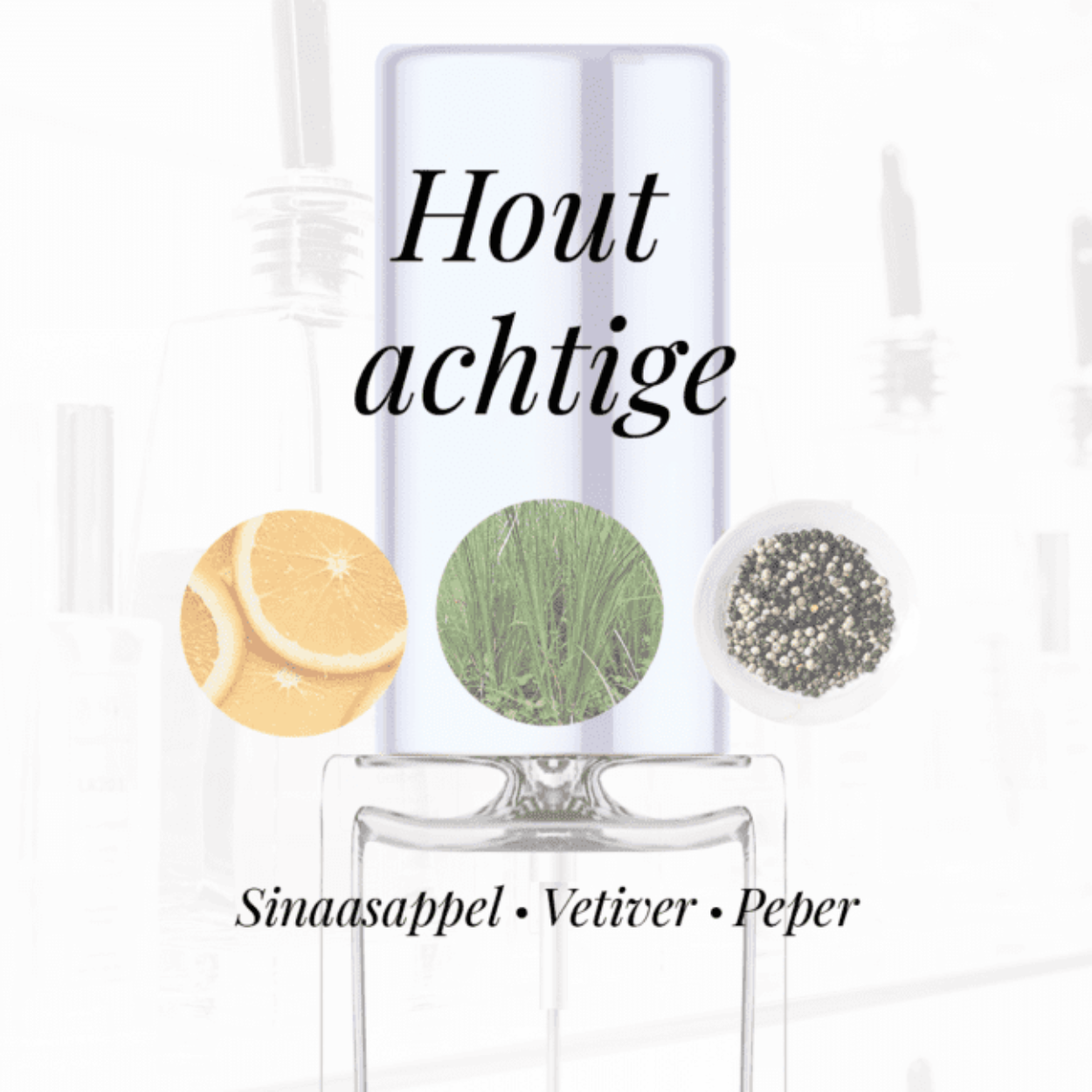 Eigenschappen
Geur: Houtachtig
Waarneembare geuren: Peper, Sinaasappel, Vetiver
Sillage: Midden
Seizoen: All season
Eigenschap: Charmant
Stijl: Klassiek
Geurgroep: Houtachtig Kruidige
Hoofdakkoorden: Citrusvruchten, Houtachtig, Fris kruidig, Aromatisch, Aarde
Top noten: Sinaasappel en Grapefruit
Midden noten: Peper en Pelargonium
Basis noten: Patchouli, Ceder, Vetiver en Benzoine