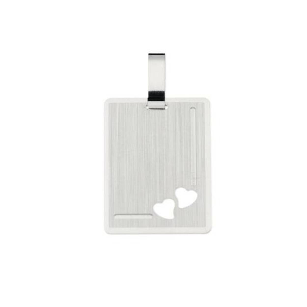 Zilver graveerplaat rechthoek met hartje 20 mm