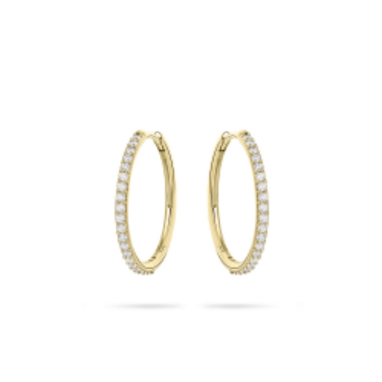 14k geelgoud oorring bezet met zirkonia