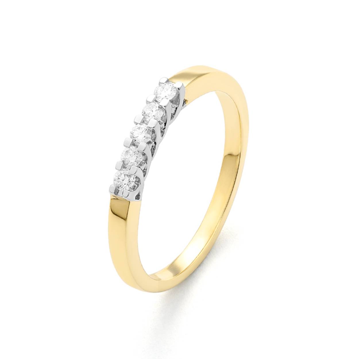 Gouden ring 5 steens briljant ring 0.15ct gh-si
