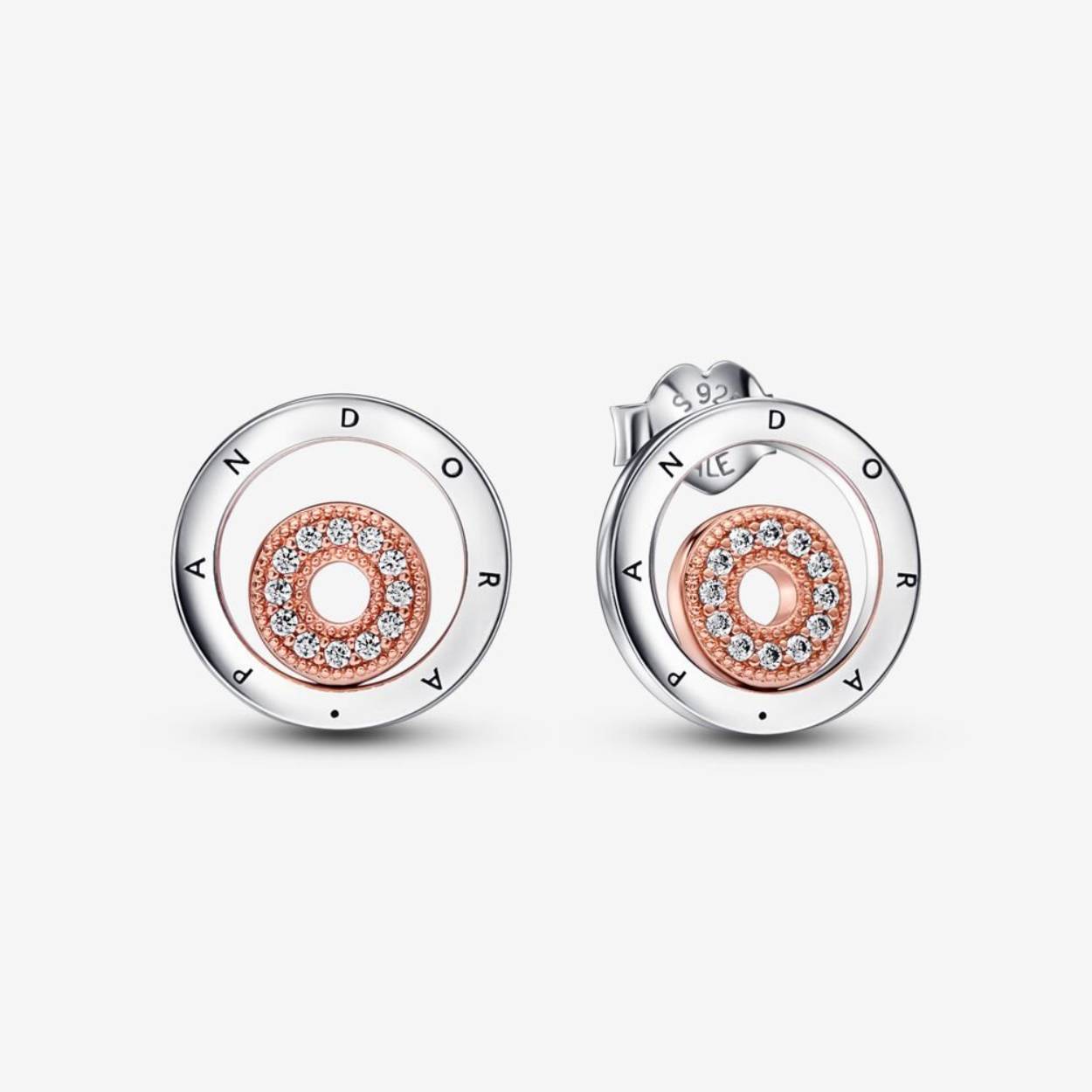 zilveren rose gold plated oorknopjes