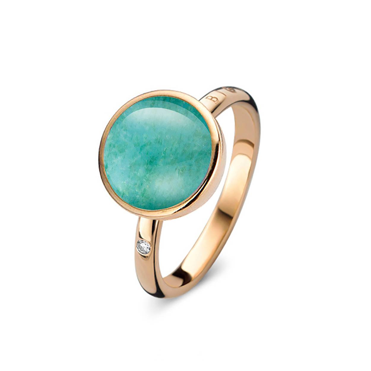 18 karaat rosé gouden ring, bergkristal met groene aventurijn en turkoois.

BIGLI-juwelen zijn met zorg gemaakt in 18 kt goud, zorgvuldig geselecteerde edelstenen en hoogwaardige diamanten (Clarity VS1-VS2 TW).
Edelstenen zijn verkrijgbaar in meer dan 40 kleuren.