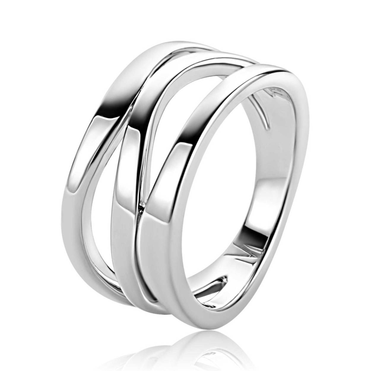 ZINZI zilveren brede multi-look ring van 11,5mm breed, organische gevormd. Exclusief ontworpen door mode-ontwerper Mart Visser. Deze zilveren ring draagt herkenbaar de signatuur van Mart Visser. Vervaardigd van eerste gehalte zilver (925) en met extra rodiumlaag voor een langdurige glans.