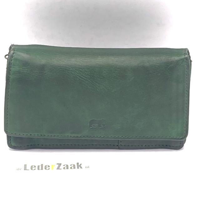 Portemonnee 12 vakjes om bankkaarten in op te bergen.				
Twee binnenritsen 
Achterrits.
3 vakken voor papiergeld.
Afmetingen:
Hoogte 10cm x Breedte 15cm x Diep 3-7 cm