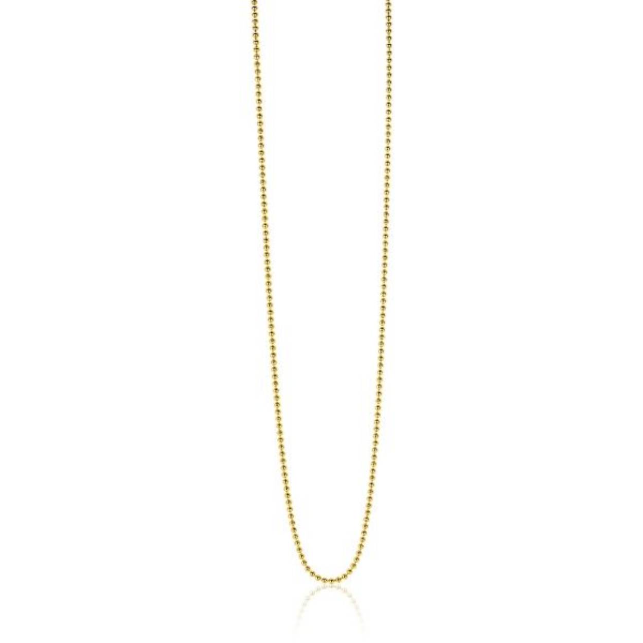 80cm ZINZI zilveren bolletjes ketting gold plated 0,9mm breed