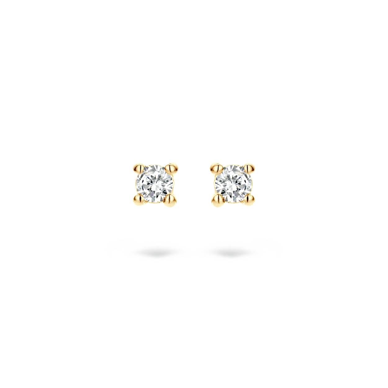Blush Diamonds 14k geelgouden oorknoppen 4 poots chaton diamant 0.12ct