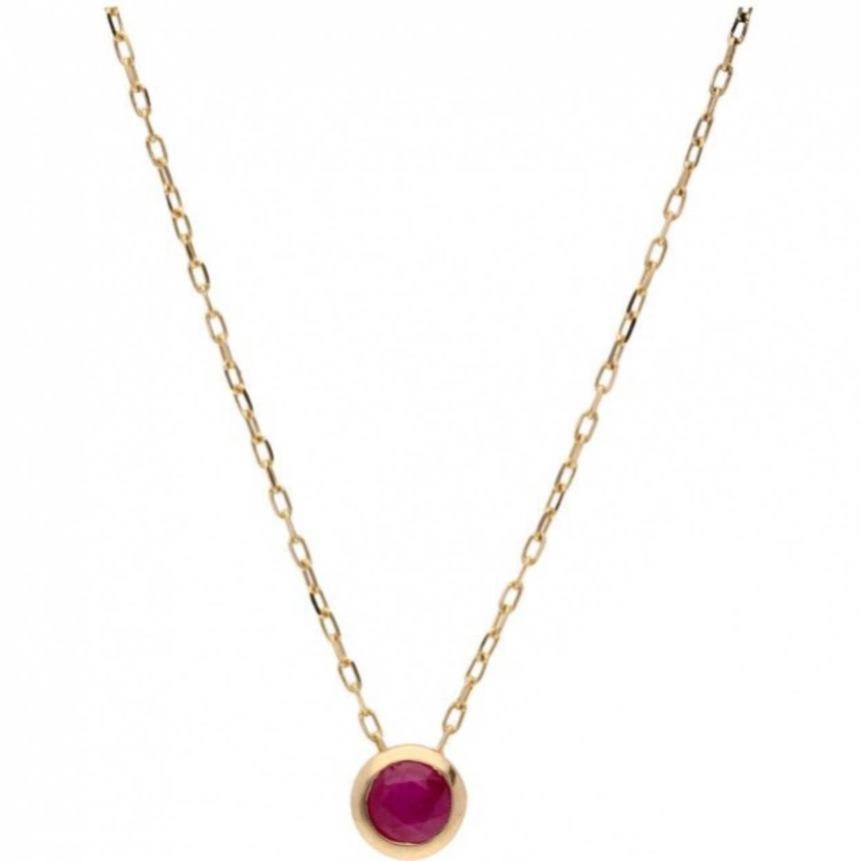 Gouden collier met geboorte steen hanger Juli / robijn 