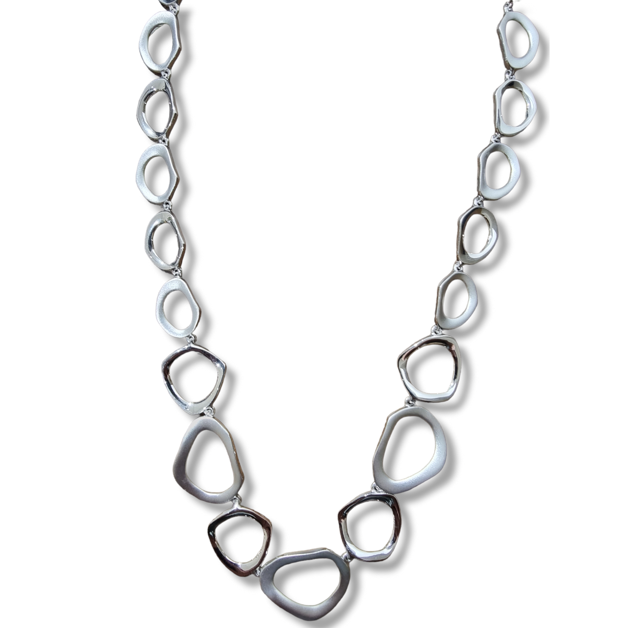 zilveren collier handgemaakt. 50cm mat en glans 