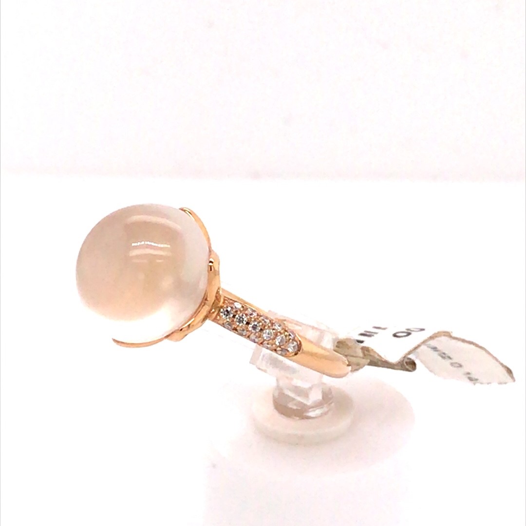 Rivoir 18krt. rosé gouden ring met Diamant en kwarts