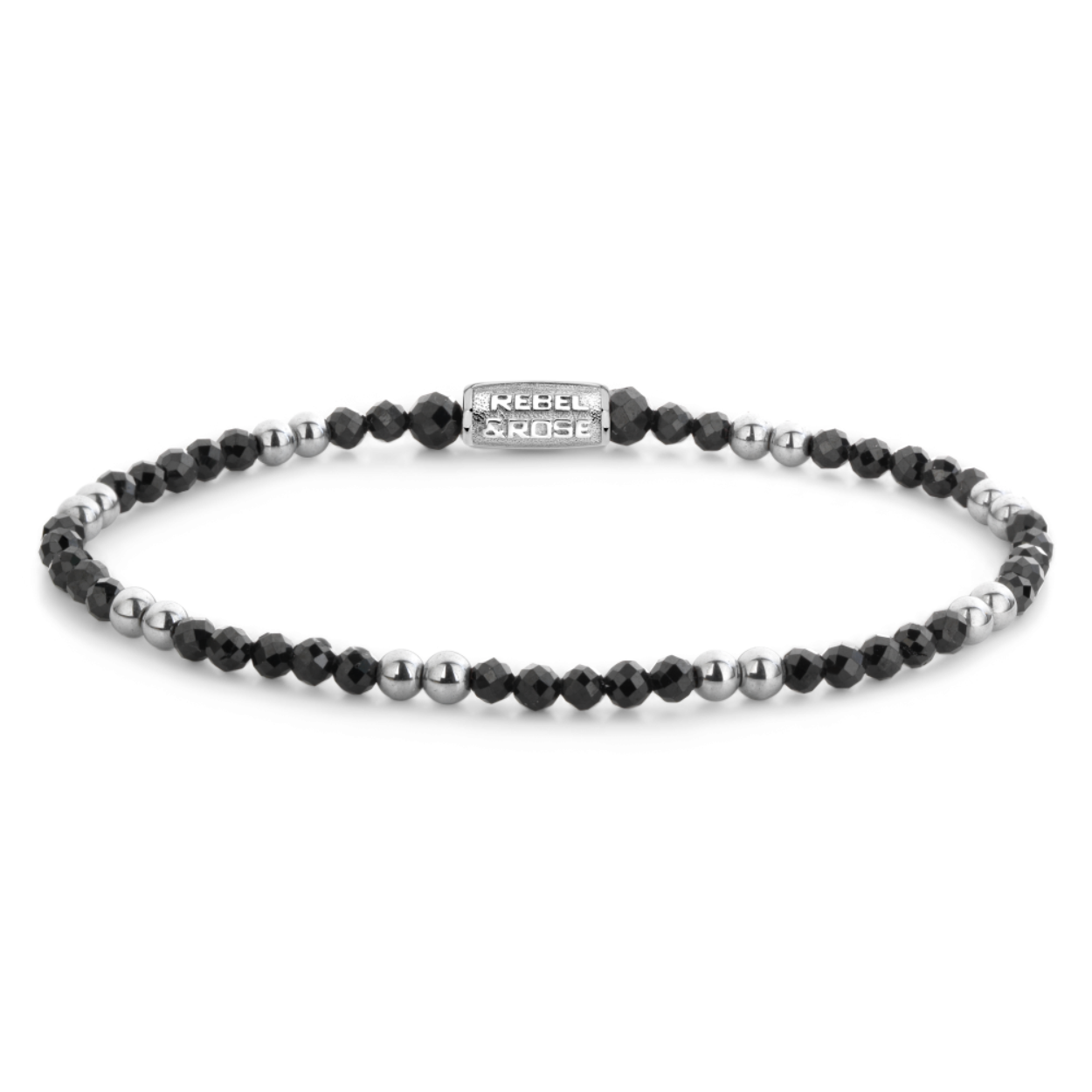 Rebel & Rose armband RR-30005-S-S Black & Silver Glam