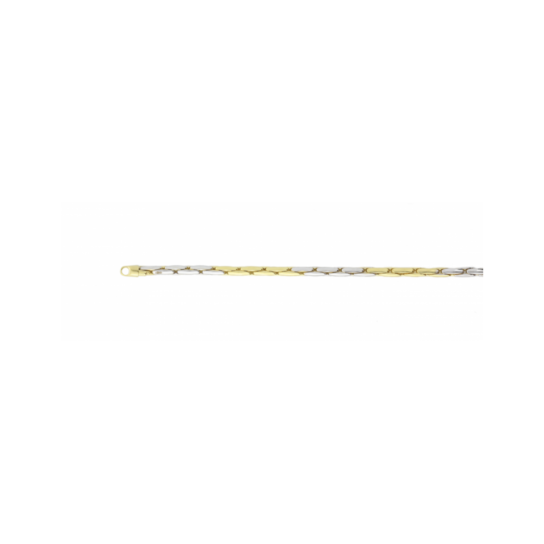 Handgemaakt 14‑karaats bicolor collier met zilveren kern. Unieke mix van twee tinten.