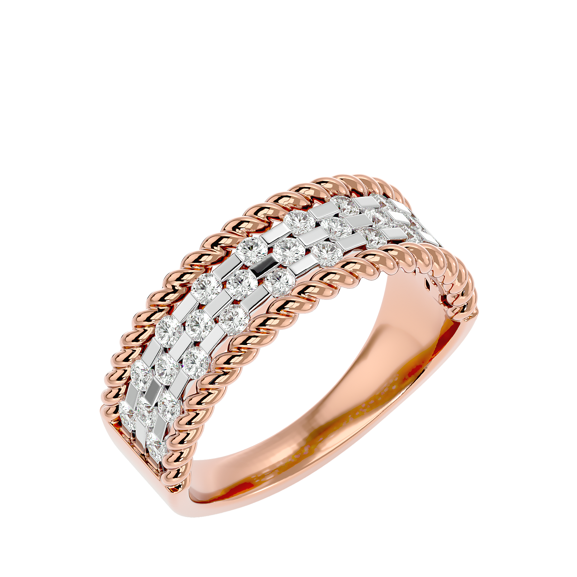 BAGUE OR ROSE  ET DIAMANTS 0.55 GHSI