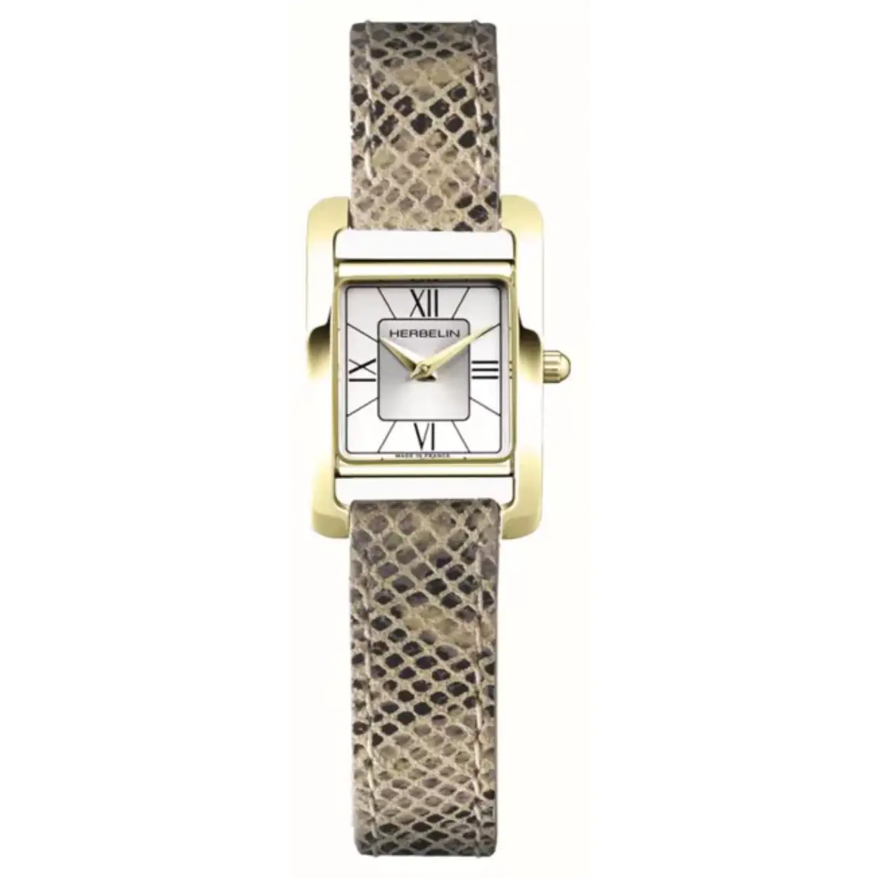 Ve Avenue een horloge om elegant een chique en stedelijke look te begeleiden. In gele gouden PVD valt de rechthoekige behuizing op met zijn stijl. De witte zilveren wijzerplaat wordt onderbroken door Romeinse cijfers die een delicate en verfijnde aanraking aan Ve Avenue geven. In python -stijl leer biedt dit Art Déco -model een elegante en verfijnde touch.