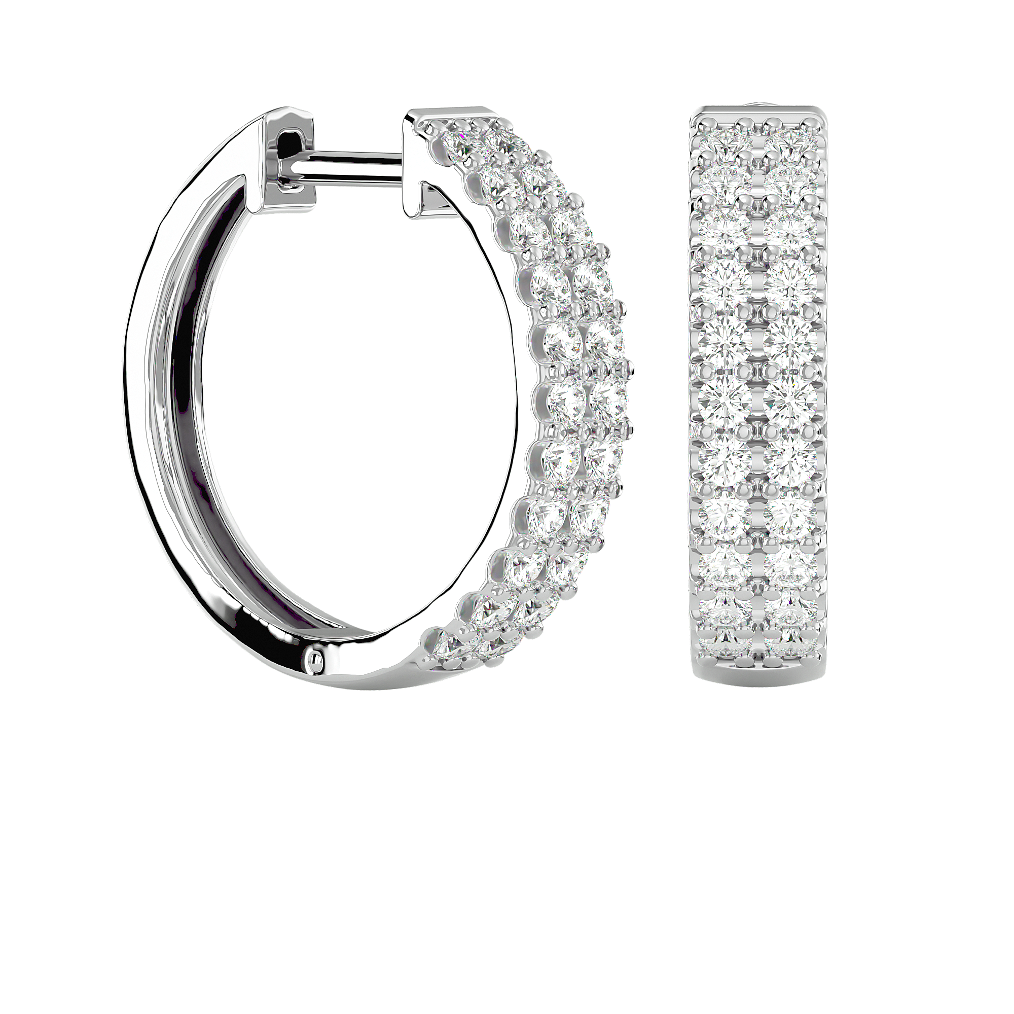 BOUCLES D'OREILLES OR BLANC ET DIAMANTS 0.76 GHSI