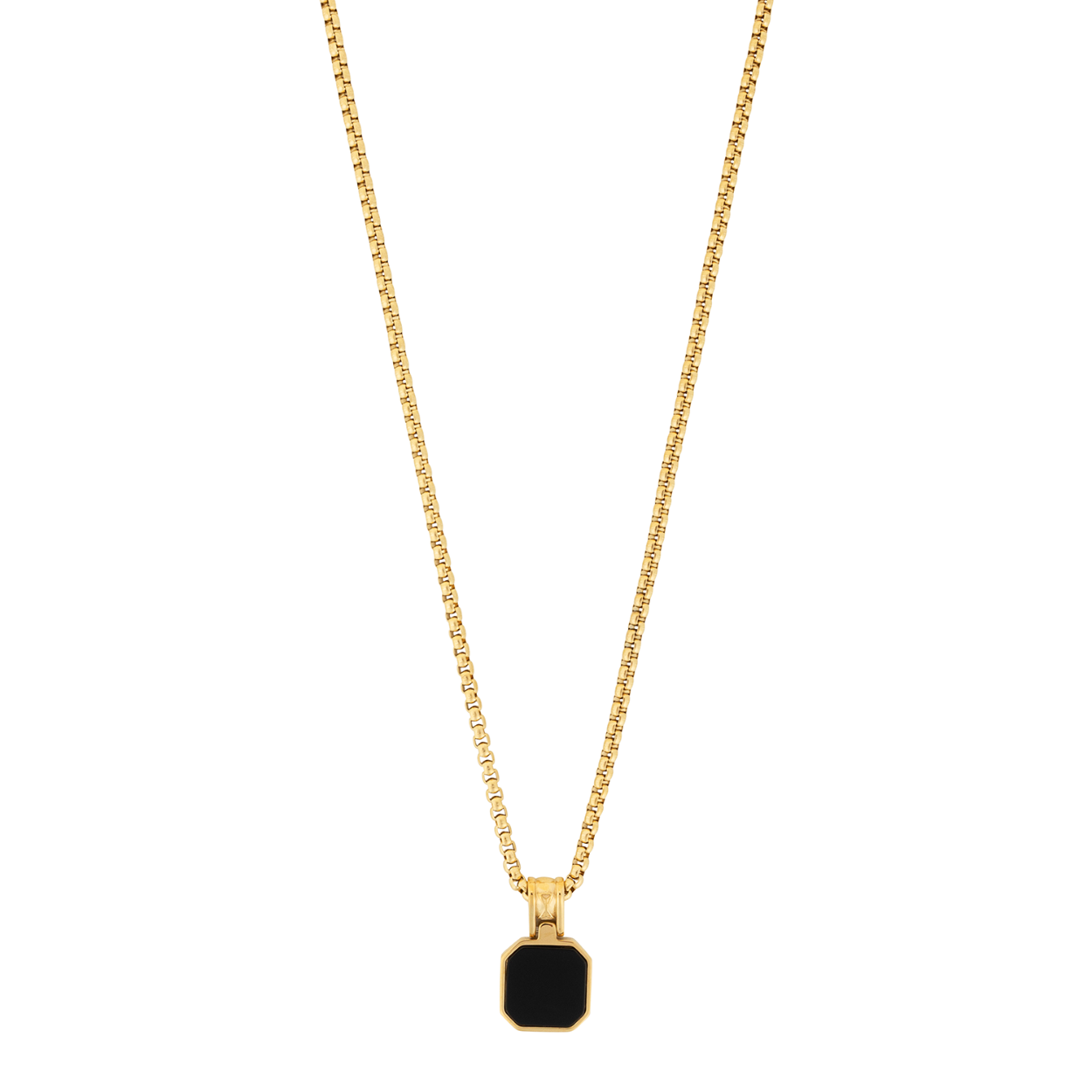 Necklace Rolo Onyx Rocks Dore - (50+10cm)