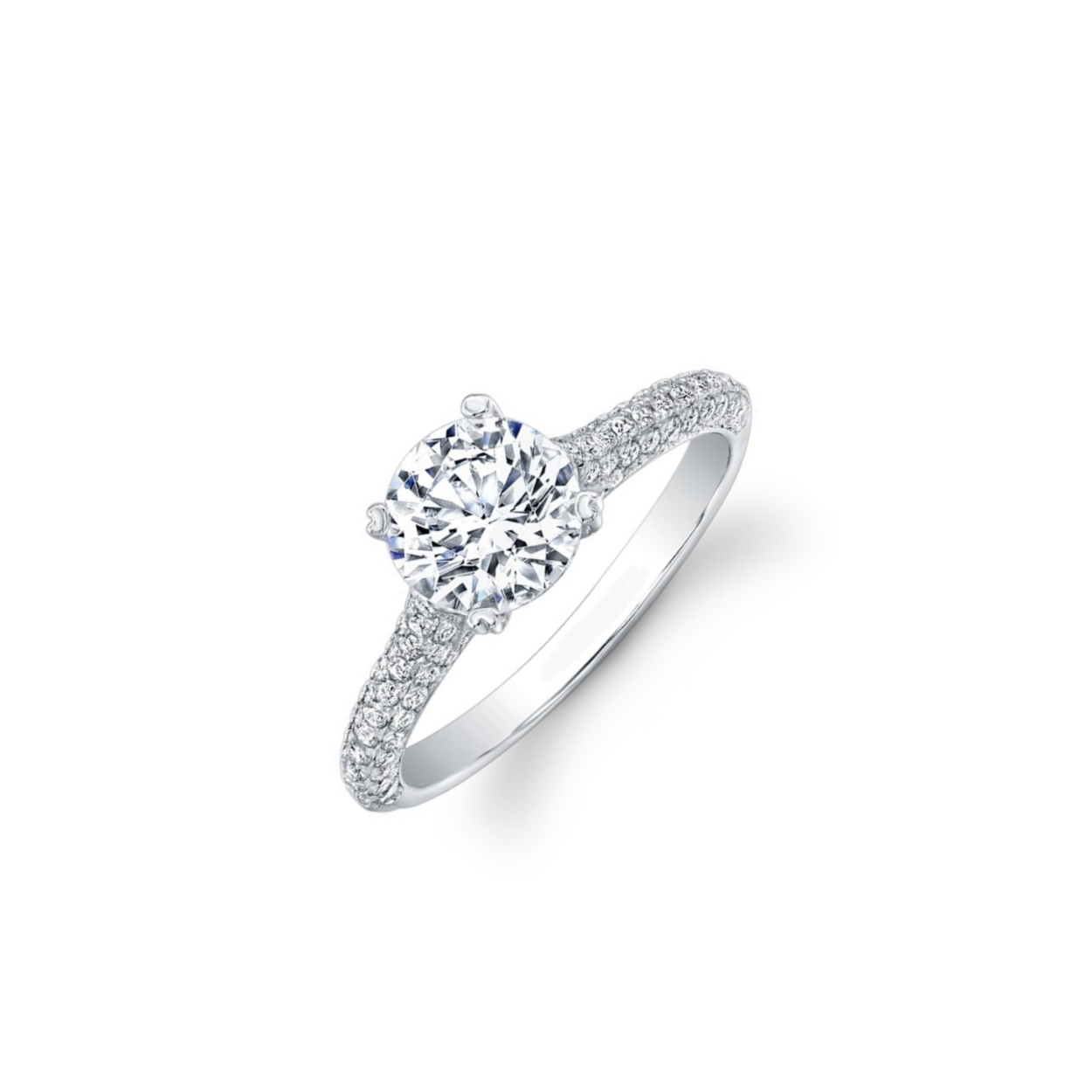 SOLITAIRE PAVE OR BLANC 18K ET DIAMANTS  0.95 FVS1 0.58FVS2