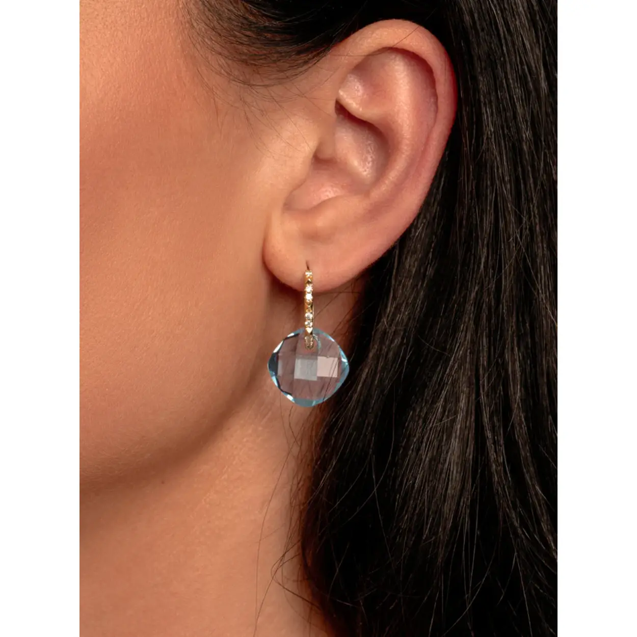Aquamarine Quartz Cushion Cut oorbel edelstenen
