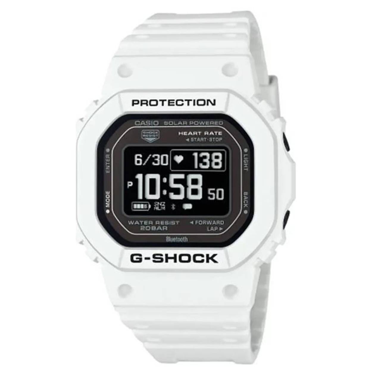 G-SHOCK DW-H5600-7ER - een supertoffe G-Shock met hartslagmeter en dual charging system. Een nieuw, robuust ontwerp met Smartphone Link (Bluetooth).
