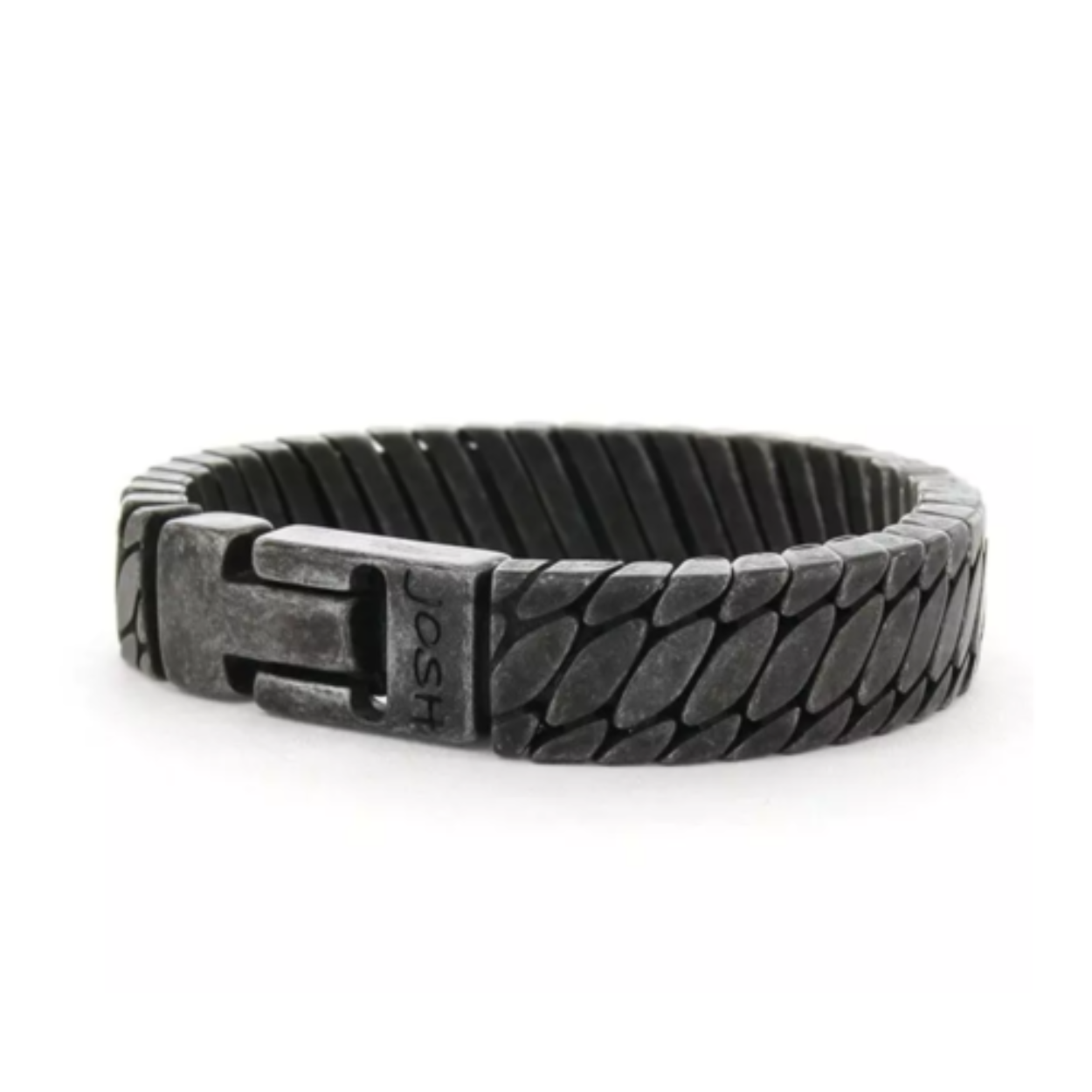 Josh armband vintage black verzilverd 03494-BRA-VB/L