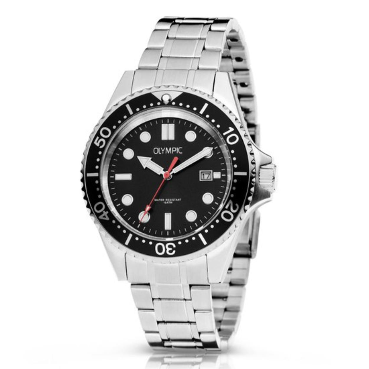 Olympic OL72HSS290 KAI Horloge - Staal -Bracelet - Zwart - 42mm 
Dit unieke Olympic horloge met artikelnummer: OL72HS290 is een herenhorloge met een sportieve uitstraling. De stalen kast heeft een zwarte bezel met de minuut aanduiding en een zwarte wijzerplaat met een datum. De uursaanduiding is opvallend door de lumibrite strepen, stippen en wijzers. De rode secondewijzer geeft het horloge een sportief uiterlijk. Aan de stalen kast zit een stalen schakelband met een vouwsluiting. Het horloge heeft een mineraalglas, een doorsnee van 42mm en is 10ATM.

Waterdichtheid 10ATM
Dit horloge is bestand tegen water bij het zwemmen en douchen. Dit horloge is niet bestand tegen (grote) waterdruk dus je kunt er niet mee duiken.

Het merk:
Een mooi horloge hoeft niet duur te zijn! Het Nederlandse horlogemerk Olympic levert stoere chronografen, slimline series, digitale uurwerken en elegante dameshorloges. De prijs-kwaliteitverhouding staat bij Olympic hoog in het vaandel met prijzen die uiteenlopen van € 34,95 tot en met € 159,00.

100% Nederlands ontwerp, waterdicht en standaard 3 jaar fabrieksgarantie.

Specificaties:
- Ronde kast Ø 42mm
- Stalen horlogekast
- Zwarte wijzerplaat
- Stalen schakelband
- 10ATM 
- Standaard 3 jaar fabrieksgarantie
- Mineraalglas