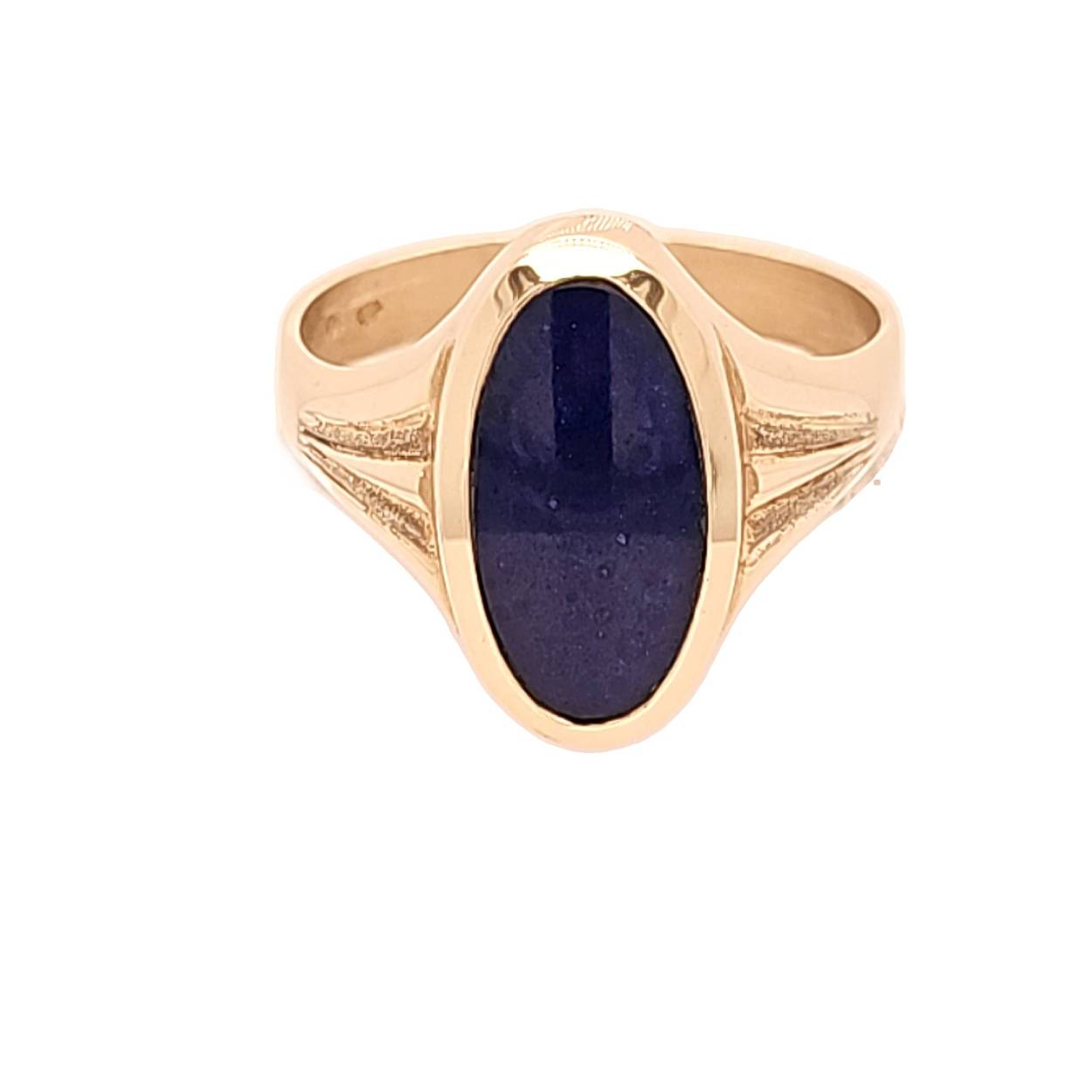 geelgouden ring met lapis lazuli