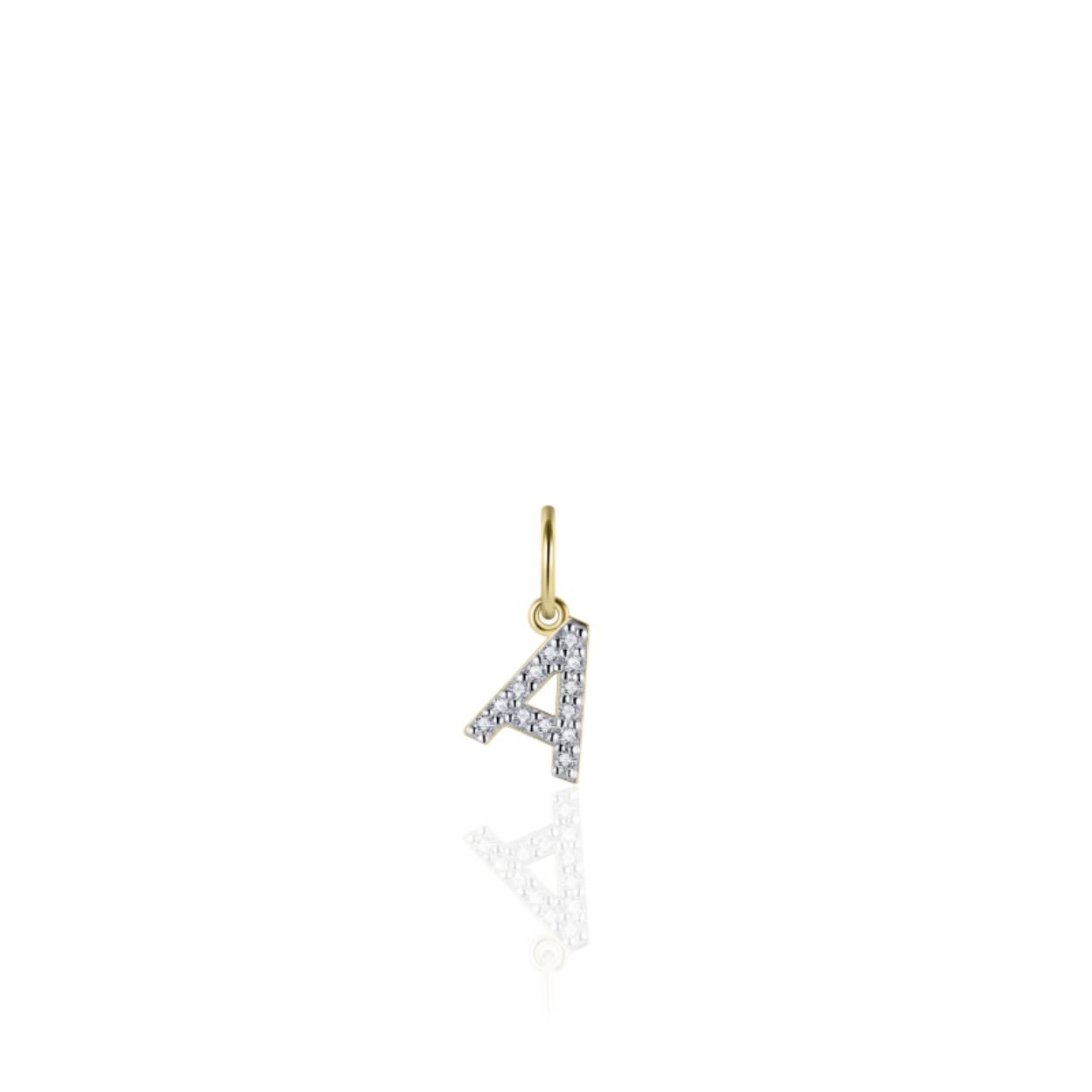 letter A | zilver goldplated | zirkonia's