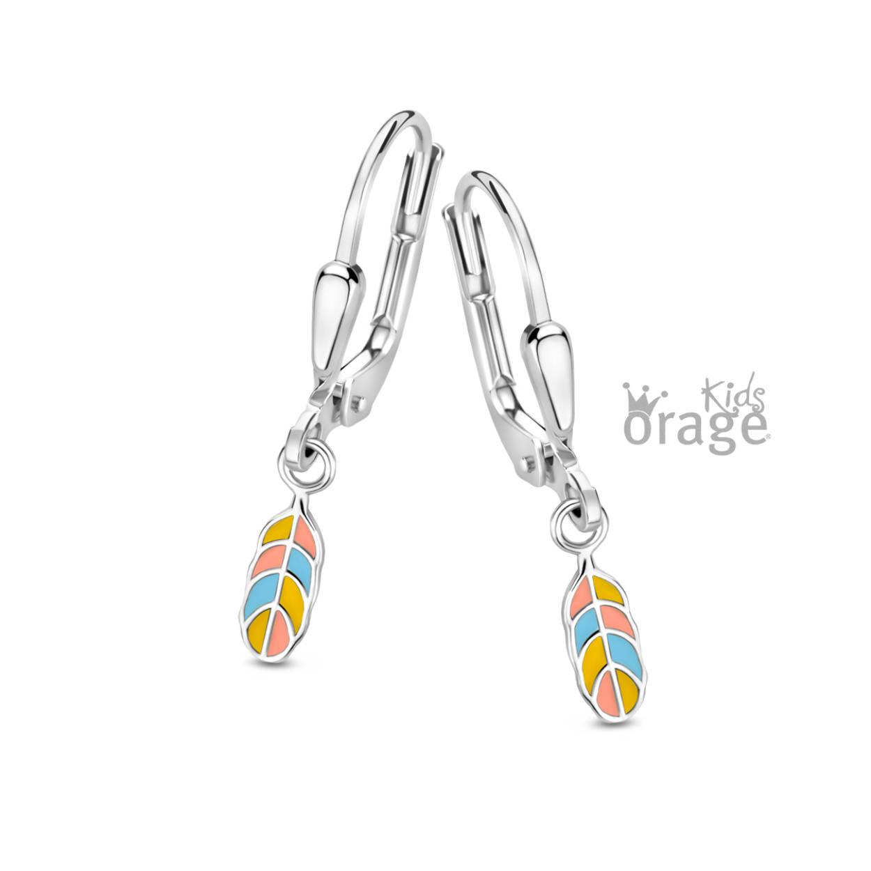 Orage Kids oorslingers veertjes met kleur - K2727