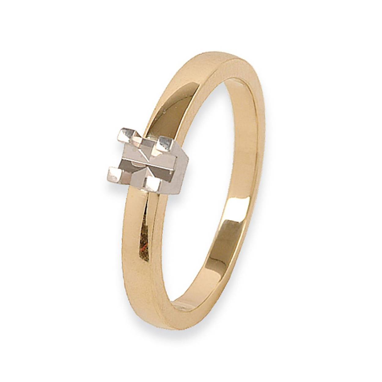 14K bicolor solitairring 0.20ct