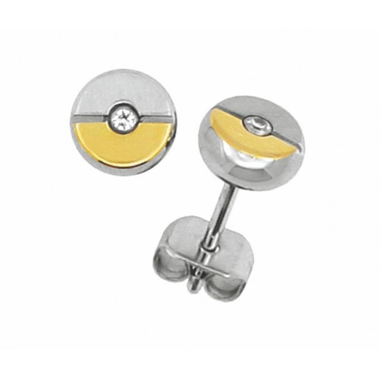 Staal oorknop bico , rond met 1x zirkonia - 6 mm