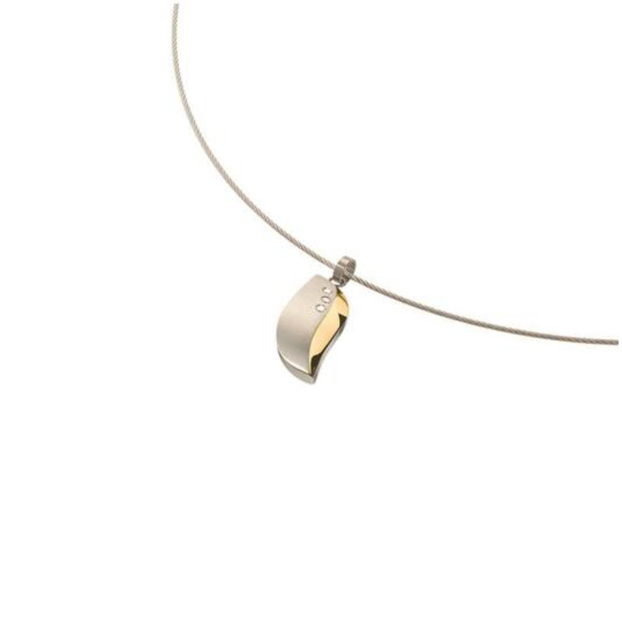 Bicolor titanium hanger met 3 fonkelende diamantjes.

* Hanger is exclusief collier
